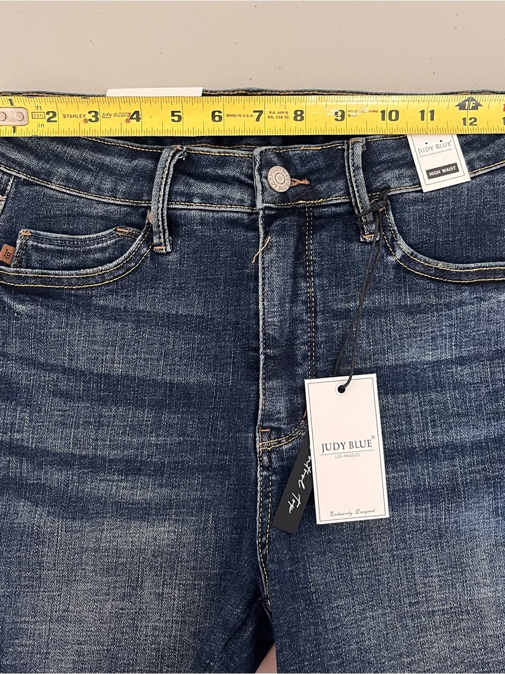 Judy Blue Mid to Dark Blue High Waist Denim Shorts Sz M - Picture 4 of 6